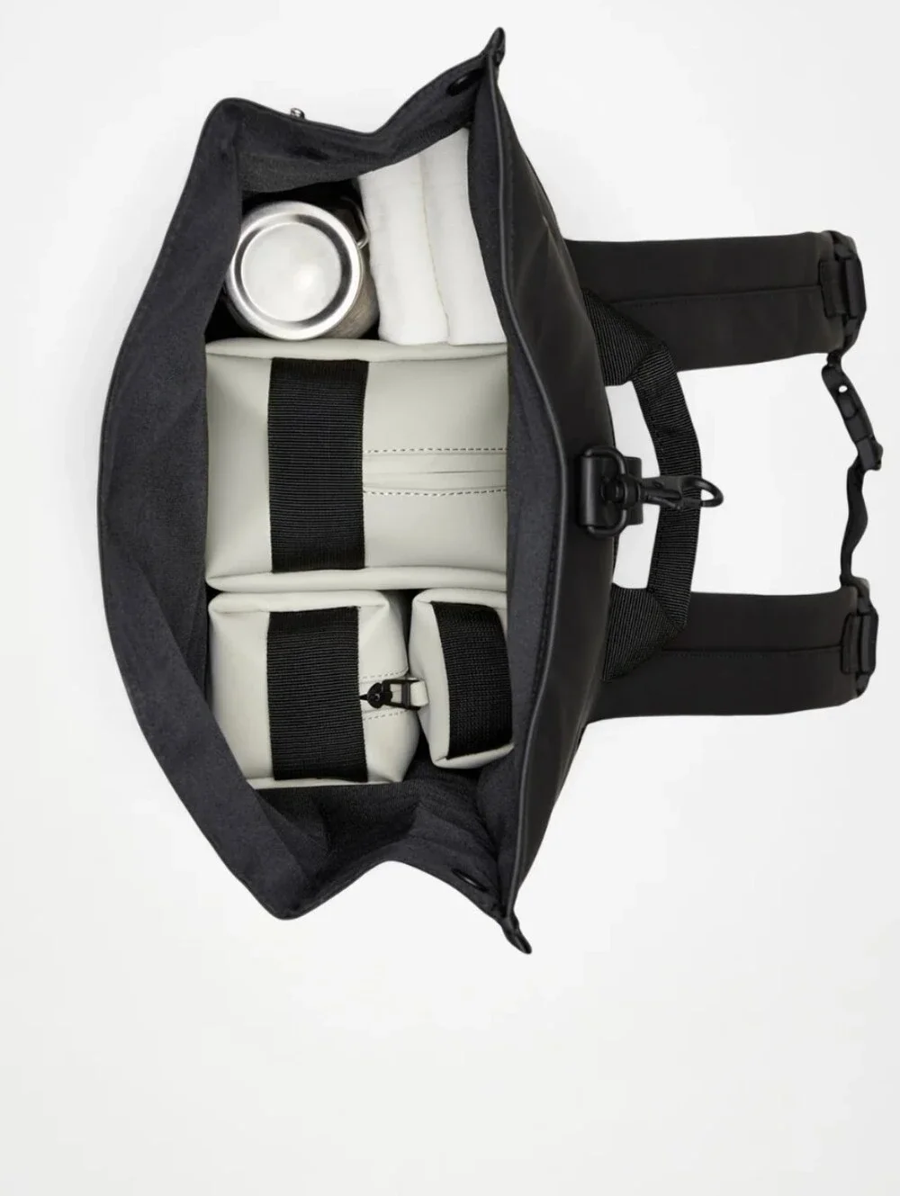 Rains Black Roll-Top Waterproof Backpack